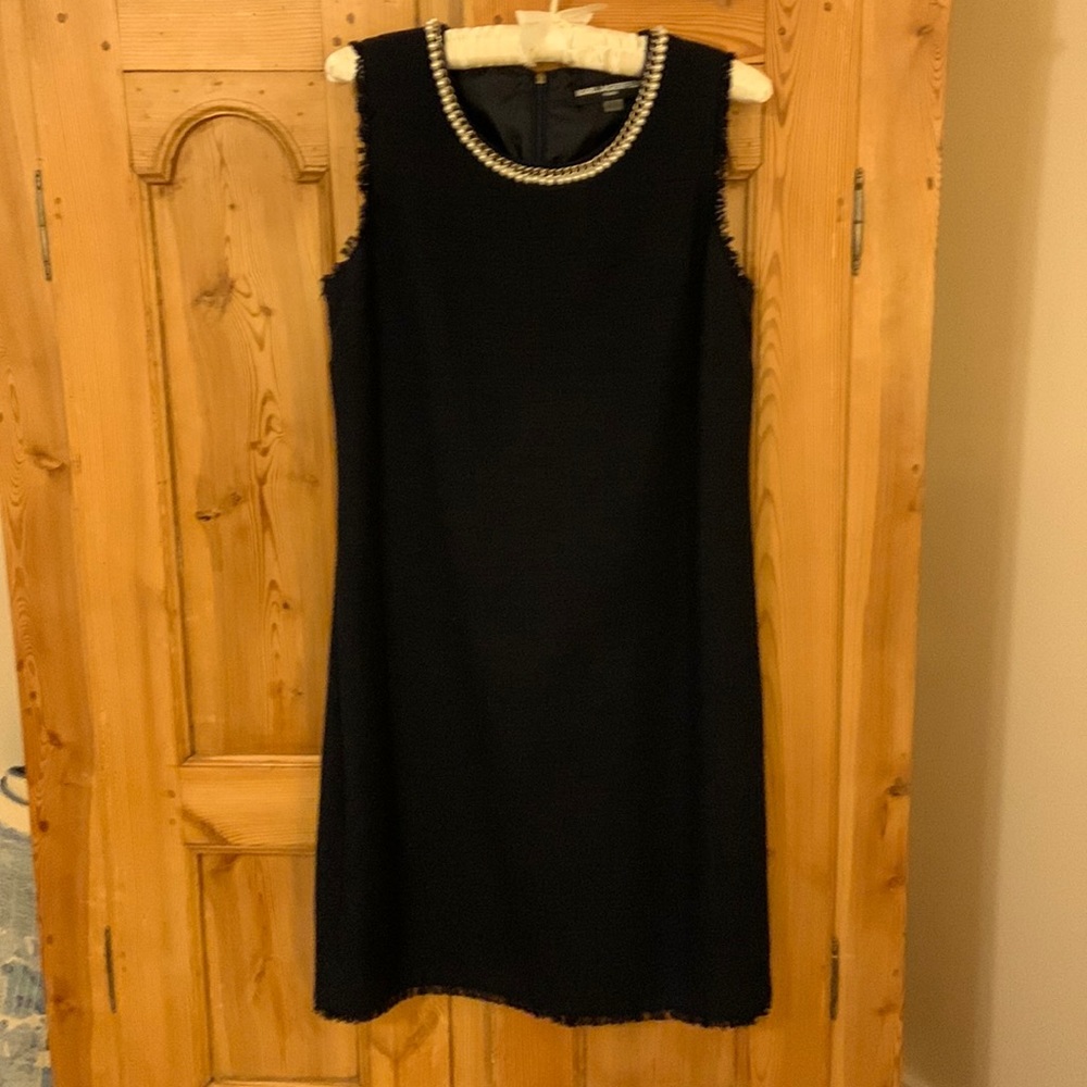 Karl Lagerfeld Sleeveless Sheath with Pearl and Gold neckline